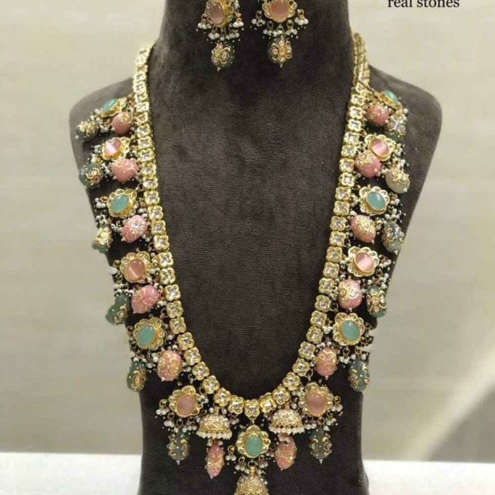 Indian Kundan Mala Set with Semi Precious Stones